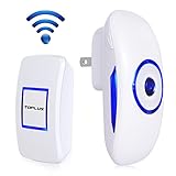 Toplus Wireless Doorbell Chime Kit Waterproof Door Bell 1000 feet Long Range, 36 Chimes, 4 Volume Levels, LED Indicator, 1 Push Button Transmitter & 1 Plug-In AC Receiver, White