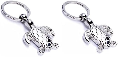 Hongshida Car Tortoise Key Chain Sea Turtle carabiner Compass Key Ring Business Gift Keychain Creative Gift Valentine's Day Gift(Silver,Pack of 2)