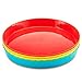 Plaskidy Kids Plastic Dinnerware Set of 24 Piece - Includes 4 Kids Plates and Bowls & Cups with Utensils Brightly Colored for Toddler & Kids - Kids Dishes Dishwasher/Microwave Safe Reusable BPA Free