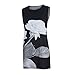 Women's Summer Sleeveless Mini A-Line Beach Sundress Vintage 3D Floral Print Tank Top Dress Chaofanjiancai