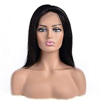 FABA Human Hair Wig 13x4 Lace Frontal Straight Human Virgin Hair Pre Plucked Hairline with Baby Hair 150% Density Full End Natural Black Color (14 inch, Straight)