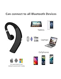 Anskp   Auriculares Bluetooth V4,1, manos libres, Bluetooth, auricular con micrófono para oficina, negocios, viaje, conducción, soporte de radiodifusión, número de llamada