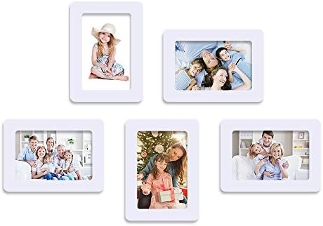 UCMD Fridge Photo Frame Matte Finished White for Home Decoration Hold Photo 6x4 Pack of 5 Pieces