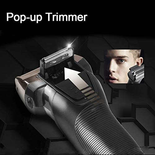Foil Shaver Men Shaver Lithium Battery Rechargeable Cordless Mens Electric Razor Pop up Trimmer with Extra Shaver Head,Protective Cap - Thumbnail 4