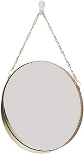 IMIKEYA Espejo de pared decorativo redondo con cadena, marco dorado