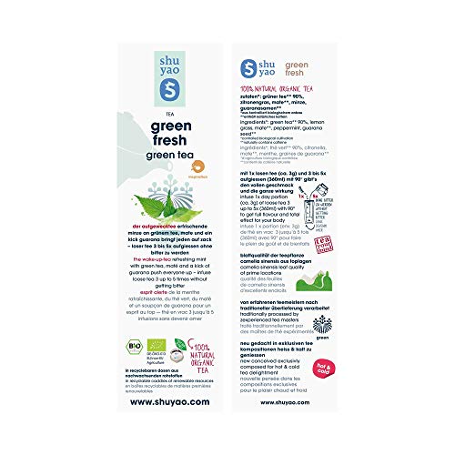 Shuyao Green Fresh - Grüner Tee bio glutenfrei mit erfrischender Minze und Guarana - Tee lose mit Koffein nicht… – Bild 4