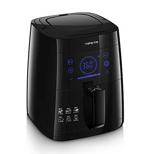 Click Here to See More Images Air Fryer Tipotin 2.65 Qt Oil Free Programmable Electric Hot Air Fryer Oven With Dishwasher Safe Basket And Cookbook