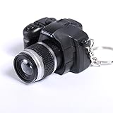 Inverlee Multi-function Lovely Mini LED Camera Key Chain Pendants Rings Chain Cartoon Women Car Bag Key Ring (Black)