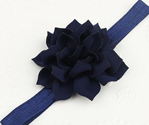 Blanche Lynn 1pc of Cotton Lotus Simple Hair Flower Baby Kid Girl Headbands Head Flower Hair band (navy blue)
