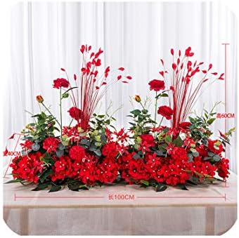 Diy ウェディングフラワー ウォールアレンジメント サプライ シルク 牡丹 ローズ 造花 アイアン 列 全商品オープニング価格 アーチ背景 レッド 装飾 ウェディング 50cm B