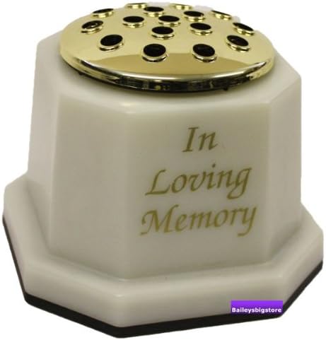 Memorial Square Grave Vase White Gold In loving Memory