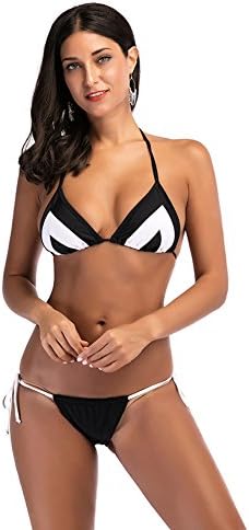 Amur Leopard Bikini Black&amp;White Swimsuit Halter Push UP 2 Pieces For Women Large Size