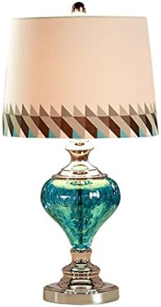 GZE European Table Lamp Bedroom Bedside Lamp Modern Simple Blue Glass Lamp Push Button Switch