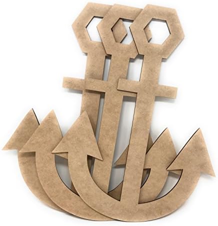 12" Wooden Anchor Unfinished Wood Craft Anchors (Package of 3)(GR3)
