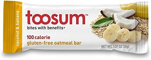 Toosum 100-Calorie, Gluten-Free Oatmeal Bars, Coconut &amp; Banana, (Pack of 60)