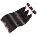 LONG YAO Brazilian Straight Virgin Hair 3 Bundles With Free Part Lace Closure 7A 100% Unprocessed Remy Human Hair Extensions Natural Color