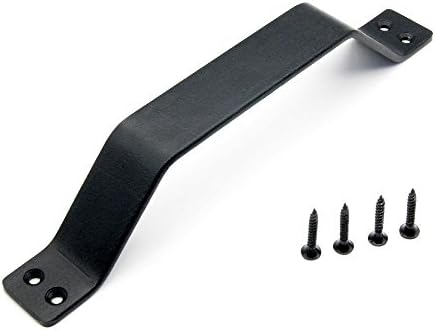 Pull Door Handle Rustic Black Barn Utility Door Pull - Grab Handle - Solid Cast for Gate Kitchen Furniture Cabinet Closet Drawer with Mount Screws Included