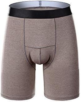 Zoilmxmen Men's Sport Cotton Long Running Wear Leg Boxer Brief Super Soft,24hr Boxer Short Coffee