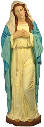Queens of Christmas 68'' Tall 68" Virgin Mary Figurine with Traditional White Gown and Blue Robe,