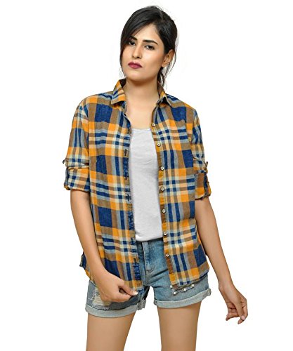 peppers indigo checks women's shirt.