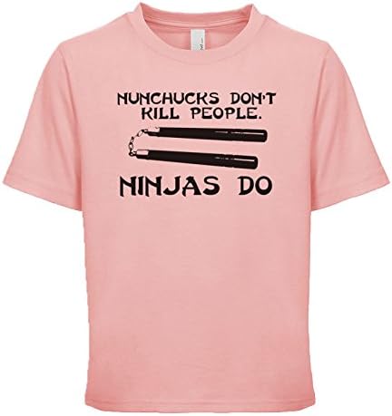 Shirtgoals Nunchucks Don't Kill People Ninjas Do Unisex Kids Tee Light-Pink X-Large