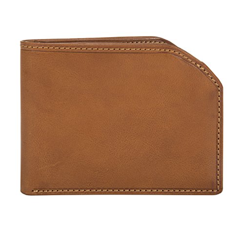 Tony Perotti Mens Italian Cow Leather Slim Front Pocket Bifold Edge Wallet in Honey
