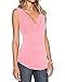 Sarin Mathews Women's V Neck Ruched Sleeveless Sexy Blouse Stretch Tank Tops Pink M