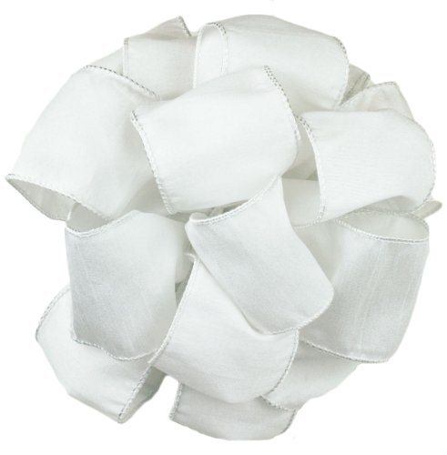Offray Wired Edge Anisha Craft Ribbon, 4-Inch Wide by 10-Yard Spool, White