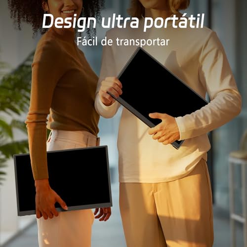 Monitor Portátil IPS 15.6" Full HD 1080p, Ultrafino, USB-C/HDMI, Capa Inteligente e Alto-falantes - Extensor de Tela para Laptop e Viagem