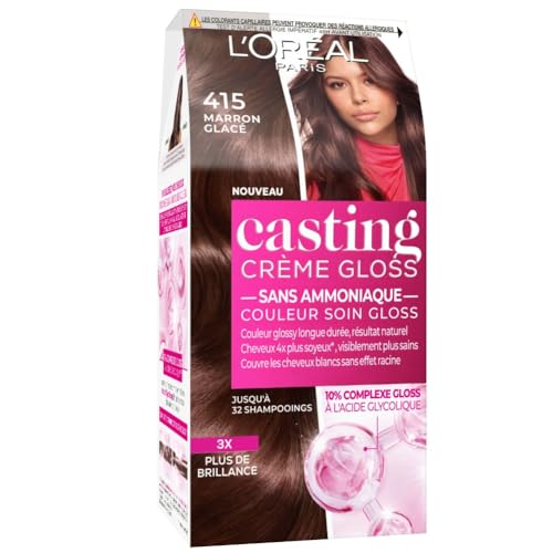 L'Oréal Paris Casting Crema Gloss Colorazione Tono su Tono per Capelli - Senza Ammoniaca - Marrone Ghiacciato (415), 1 Unità