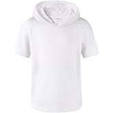 Spring&Gege Boys Light Weight Short Sleeve Hoodie Casual Solid Pullover Hooded T-shirt with Pocket