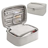 KTMOUW Makeup Bag Waterproof Cosmetic Bag Leather