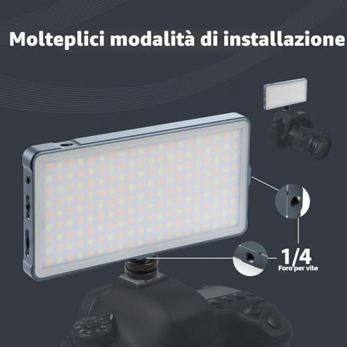 ENEGON 4000 mAh LED Video Light 2500K-9900K Two-Tone Mountable USB Rechargeable with Mini Panel for Professional DSLR Cameras Photo Lighting