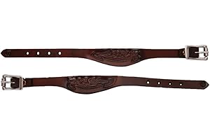 CIRCLE Y Flared Shaped Floral Stamped 1/2" Stirrup Hobble Straps with Stainless Steel Buckles