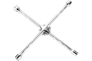 20 Inch Four Way Lug Wrench, Heavy Duty Steel Cross Design Tire Iron Tool for Car Wheel Nut Socket, 17mm/19mm/21mm/23mm Socke
