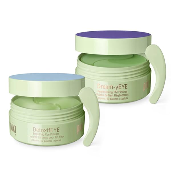 Photo 1 of Pixi Day & Night Eye Patch Duo |Depuffing Hydrogel Under-Eye Patches for Day and Calming Hydrogel Under Eye Patch for Night | for Puffy Eyes and Dark Circles | 2 Boxes, 60 Pairs, 120 Patches
