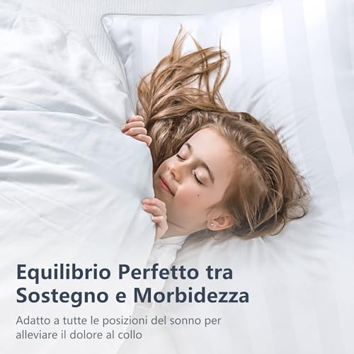 TESQ Bed Pillows 50 x 70 cm, Set of 2 Soft and Comfortable Pillows, Luxury Hotel Quality, Breathable and Hypoallergenic, Ideal for Side Sleepers, Back and Belly Down, Washable