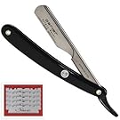 Parker PTB "Push Type Blade Load" Straight Edge Barber / Shavette Razor with Stainless Steel Blade Arm and 5 Shark Stainless Blades
