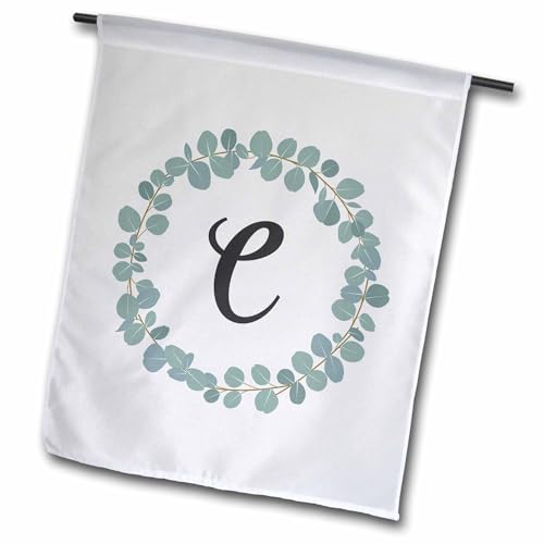 3dRose fl_261585_1 Letter C Monogram Eucalyptus Leaves Wreath Elegant Greenery…