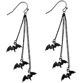 RLHRNDE Halloween Bat Earrings for Women Gothic Punk Black Bat Vampire Acrylic Dangle Earrings Halloween Costumes Scary Decorations Party Jewellery Gift