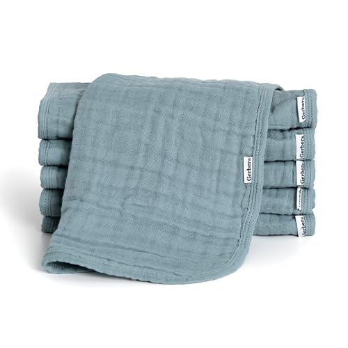 Gerber Baby Boys & Girls Muslin Burp Cloths, Teal, Large Size 20" x 10"