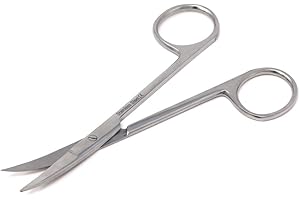 IRIS Micro Dissecting Scissors 4.5", Curved, Ultra Smooth, High Precision, Stainless Steel (Silver)