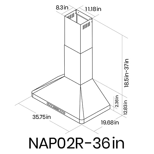 EKON Wall Mount Range Hood 36in,Ducted/Ductless Convertible Range Hoods