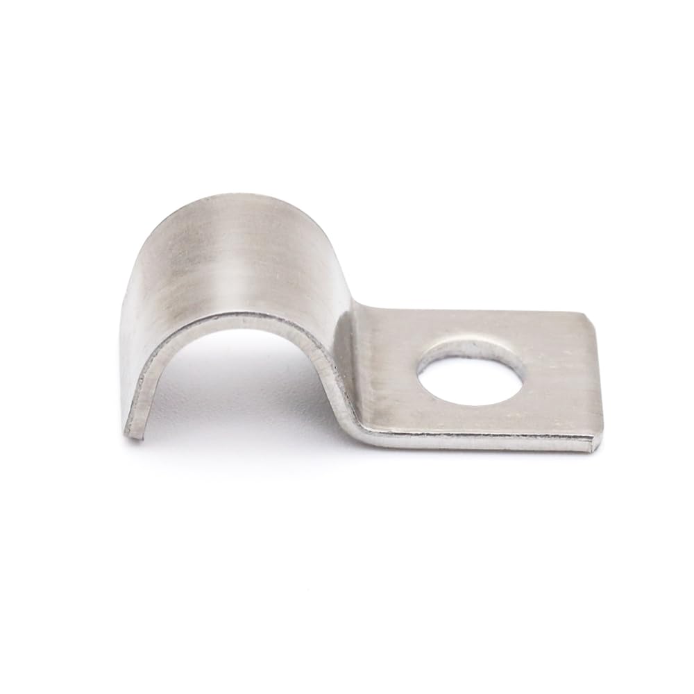 MgcTolBox Steel 1-Hole Pipe Strap Ø 2 mm, Cable Holder Clips, Little Pipe Brackets for EMT Conduits or Cable Tidy | Pack of 25