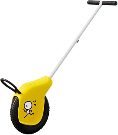 Kids Push Unicycle 12 Inch Toddler Single Wheel Yellow Skidproof Handlebars