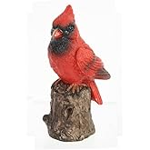 The Bridge Collection Little Cardinal Perched on a Branch Figurine - Red Bird on Stump Resin Tabletop Decoration - Memorial Cardinal