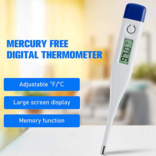 Electronic Oral Thermometer, 2 Pack Digital Thermometer, Rectal and