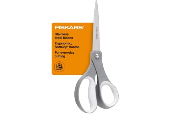 FISKARS All Purpose Scissors - High Performance and Designed for Comfort and Cutting - Sharp to Cut but Soft to Hold. Perfect for Art, Crafts and the Office