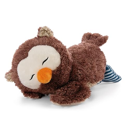 NICI-Lying Soft Suave Muneco Acostado Oscar 25 cm Búhos, Ninos y Bebes Relleno Esponjosos de Búho para Abrazar, Jugar y Dormir – Acogedor Animal de Peluche, Color marron, (47877)