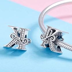 925 Sterling Silver Letter K Charms for Pandora